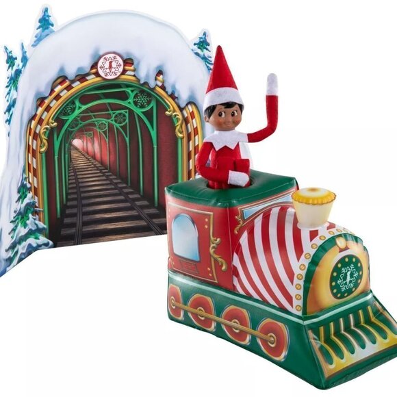 NWT - Peppermint Inflatable Train Ride Elf on the Shelf - Picture 1 of 4